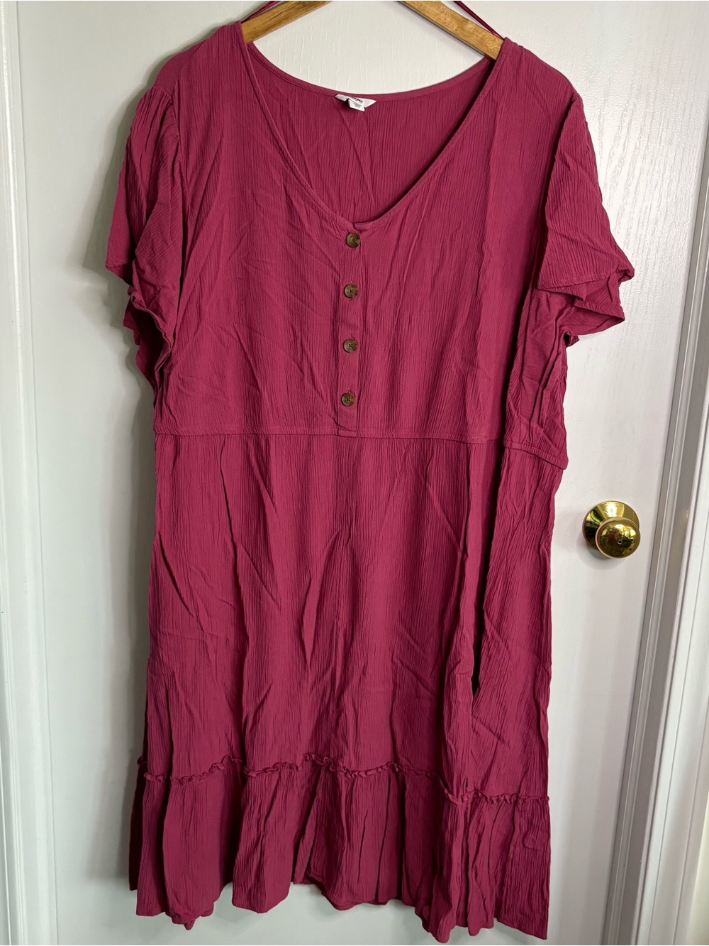 SONOMA 3X Crinkle V-Neck Flutter Sleeve Shift Dress Ruffle Hem Boho Cottagecore